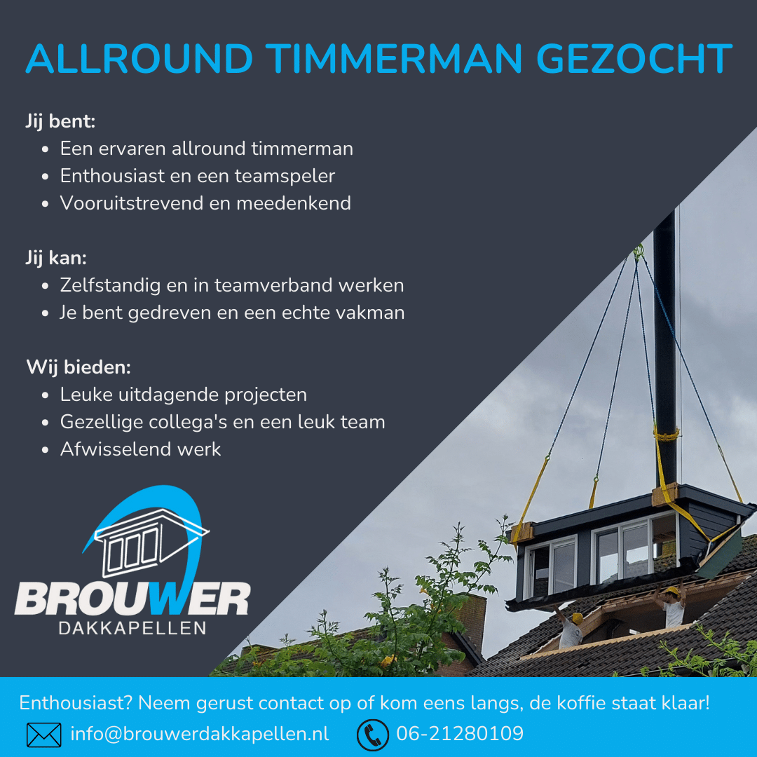 Vacature Allround timmerman Brouwer Dakkapellen